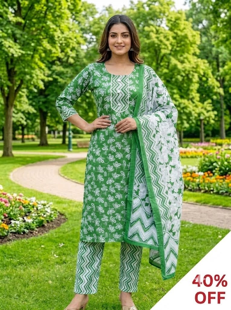 25. Greenish Cotton 3 Piece Set - XL