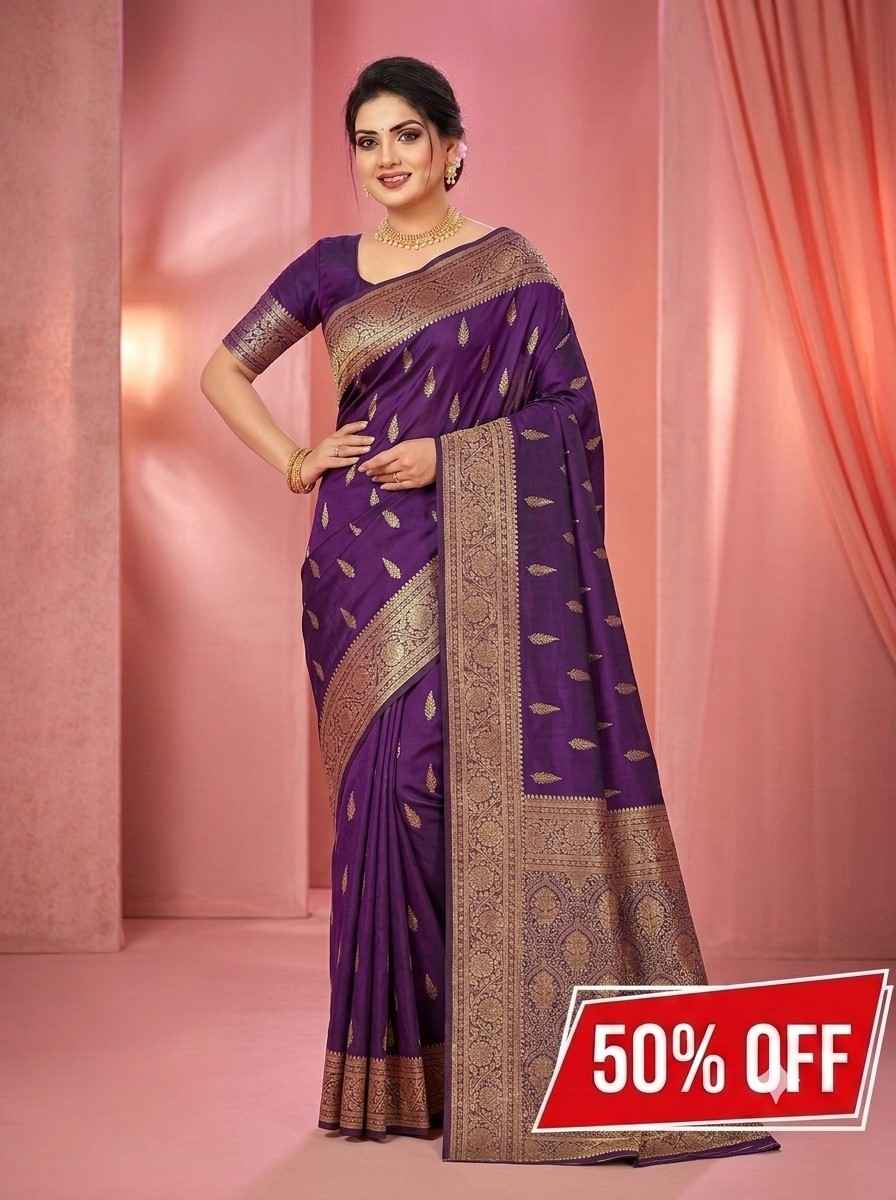 100. Silk Violet Dual Tone Saree