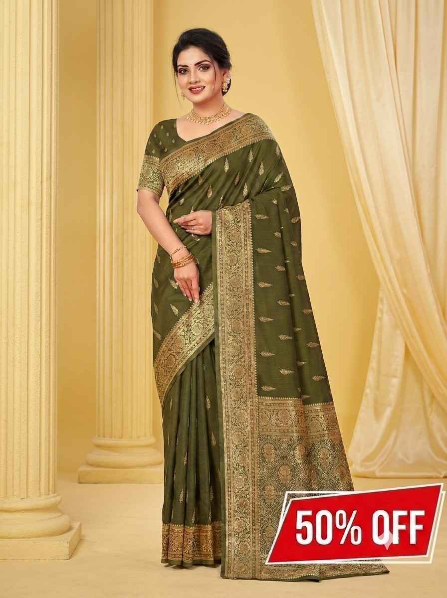 99. Silk Green Dual Tone Saree