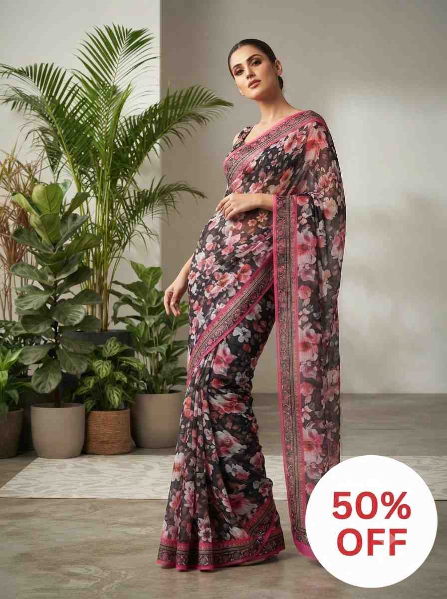 104. FLOWERY Digital Print Saree