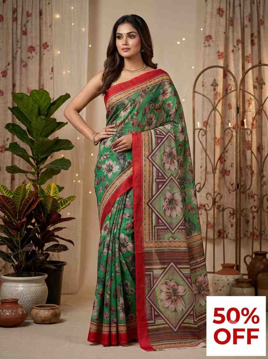 108. Green Beauty Digital Print Saree