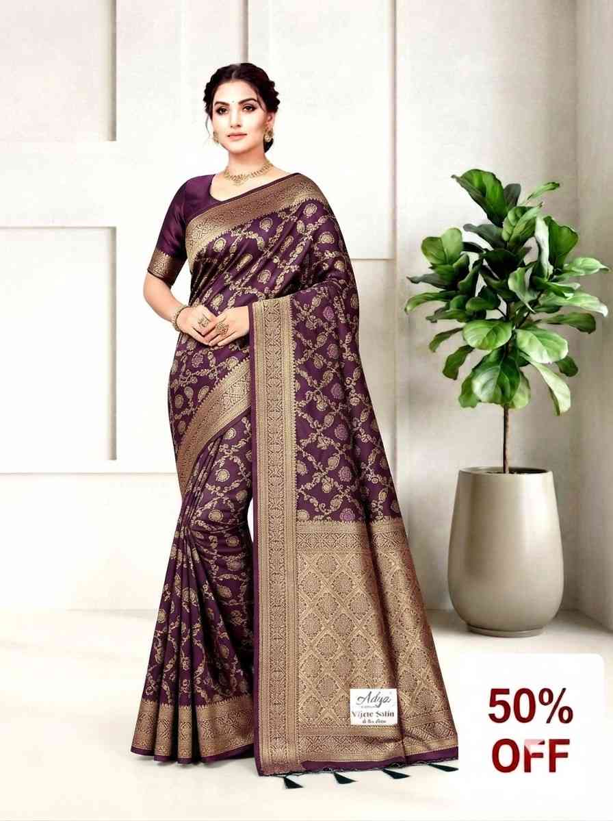 114. Satin Violet Silk Saree