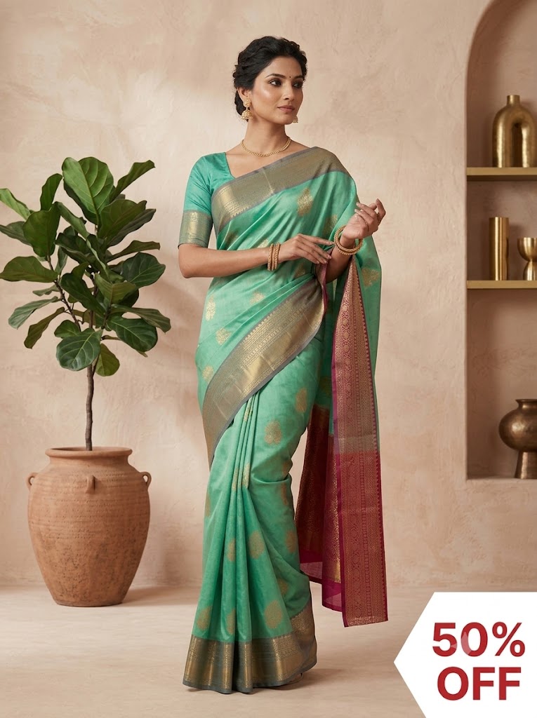 44. Greeny Tissue Saree