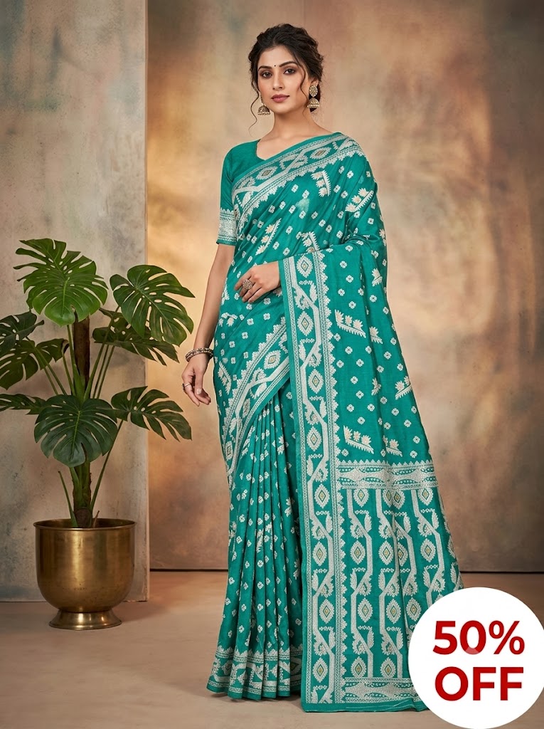 130. Greenish Jamdani Silk