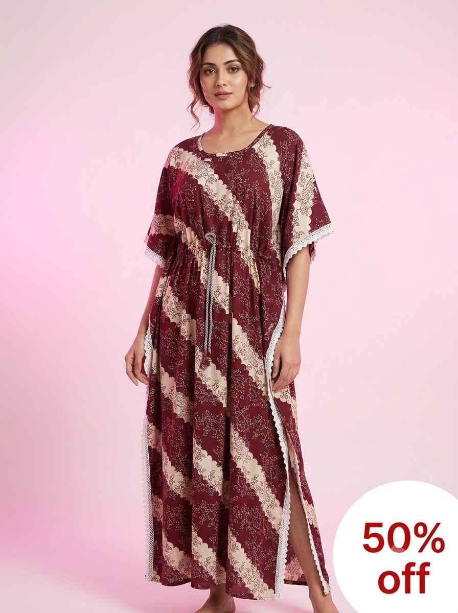 21. Brown Branded Kaftan Nighty