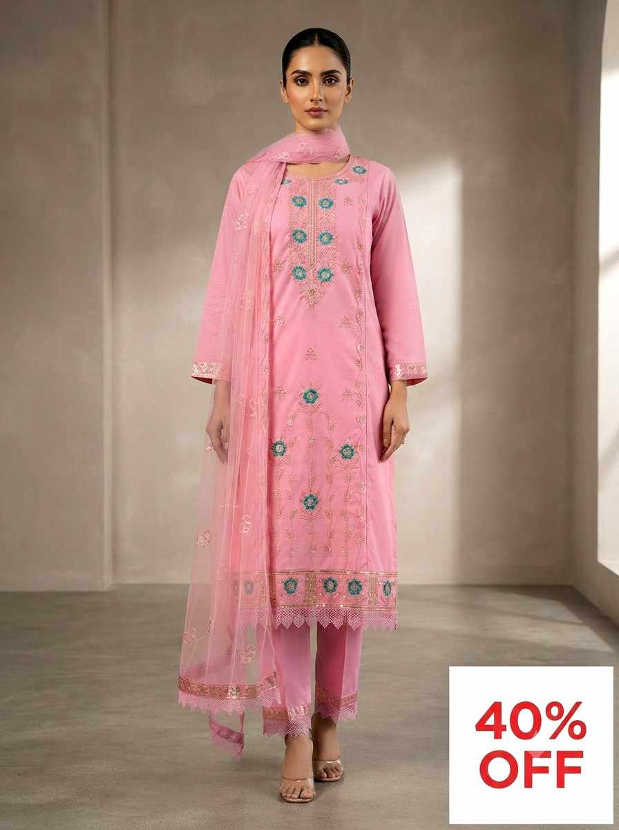 17. Light Pink Cotton 3 Pcs set - XXL