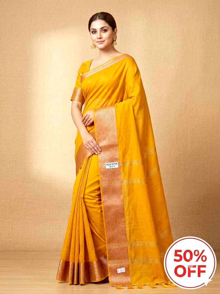 94. Yellow Beauty Handloom Saree