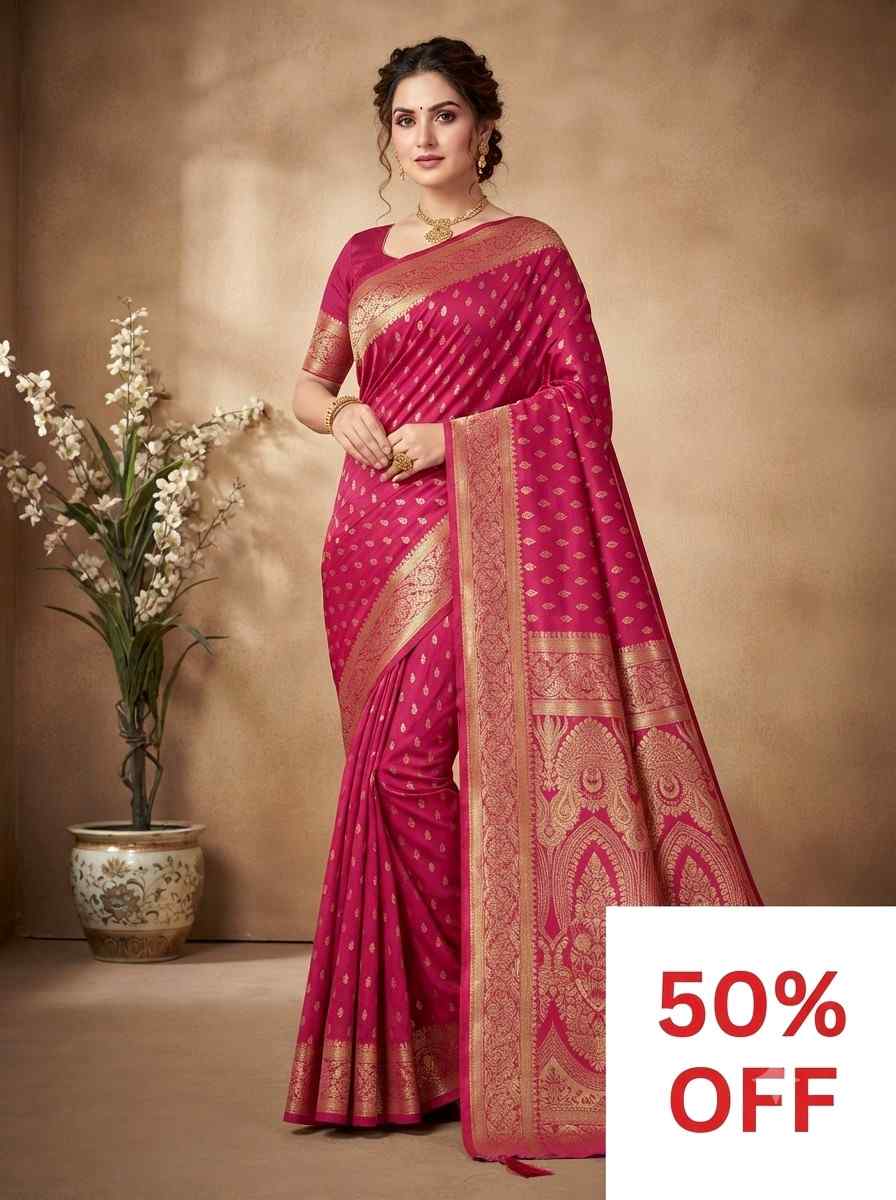 122. Pink Banarasi Silk Saree