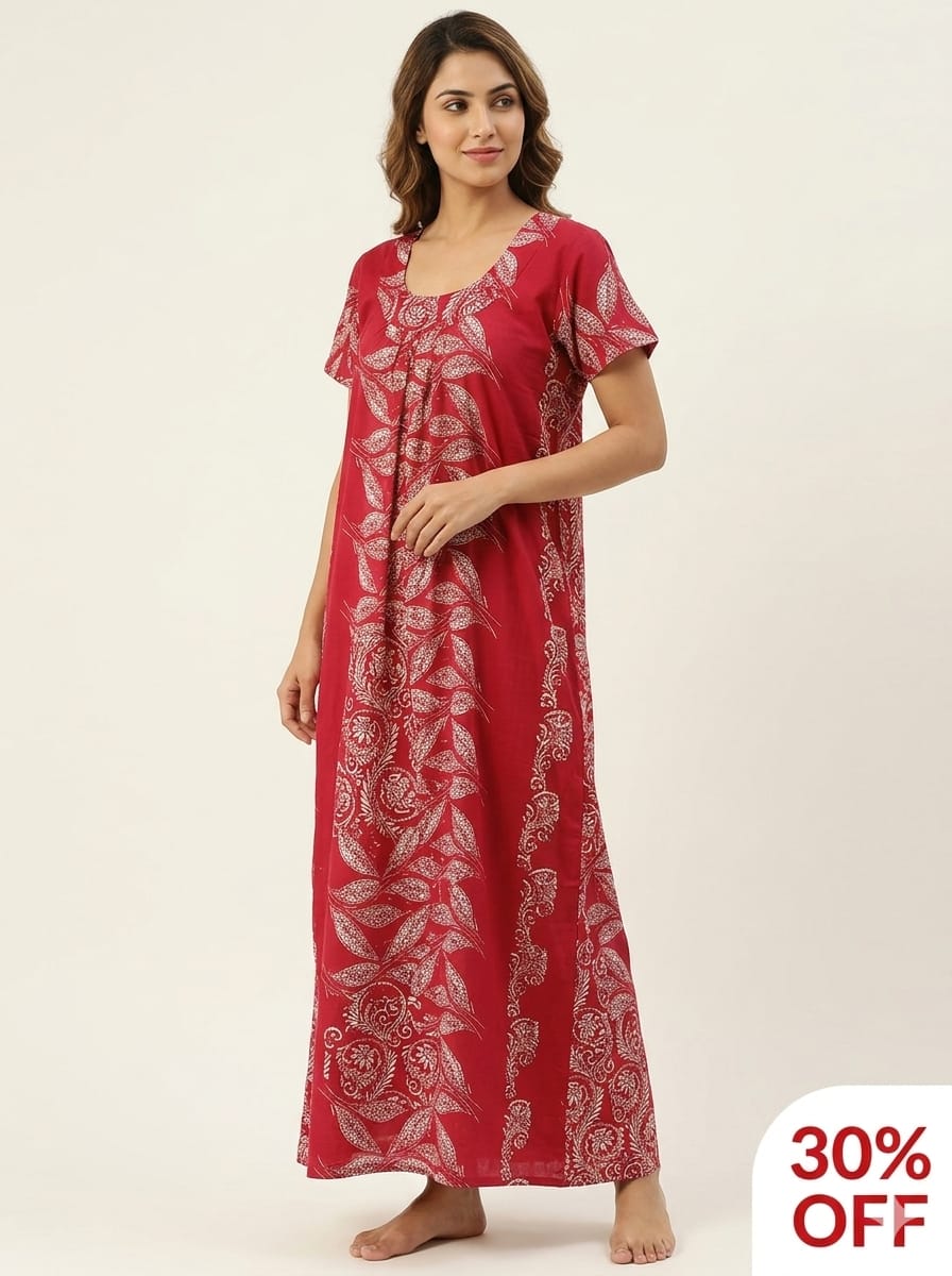 17. Sunil Superime Cotton Nighty- Free Size
