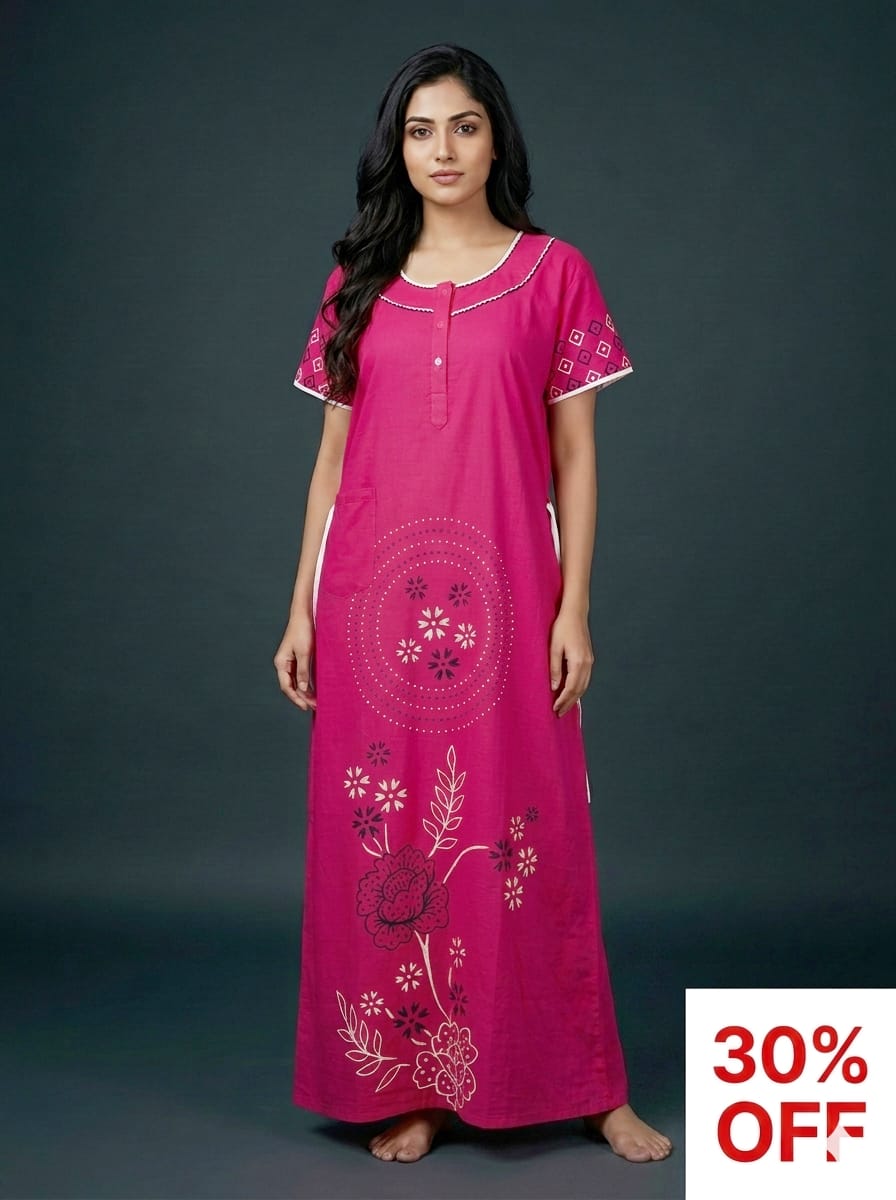 7. Branded Cotton Nighty- Free Size
