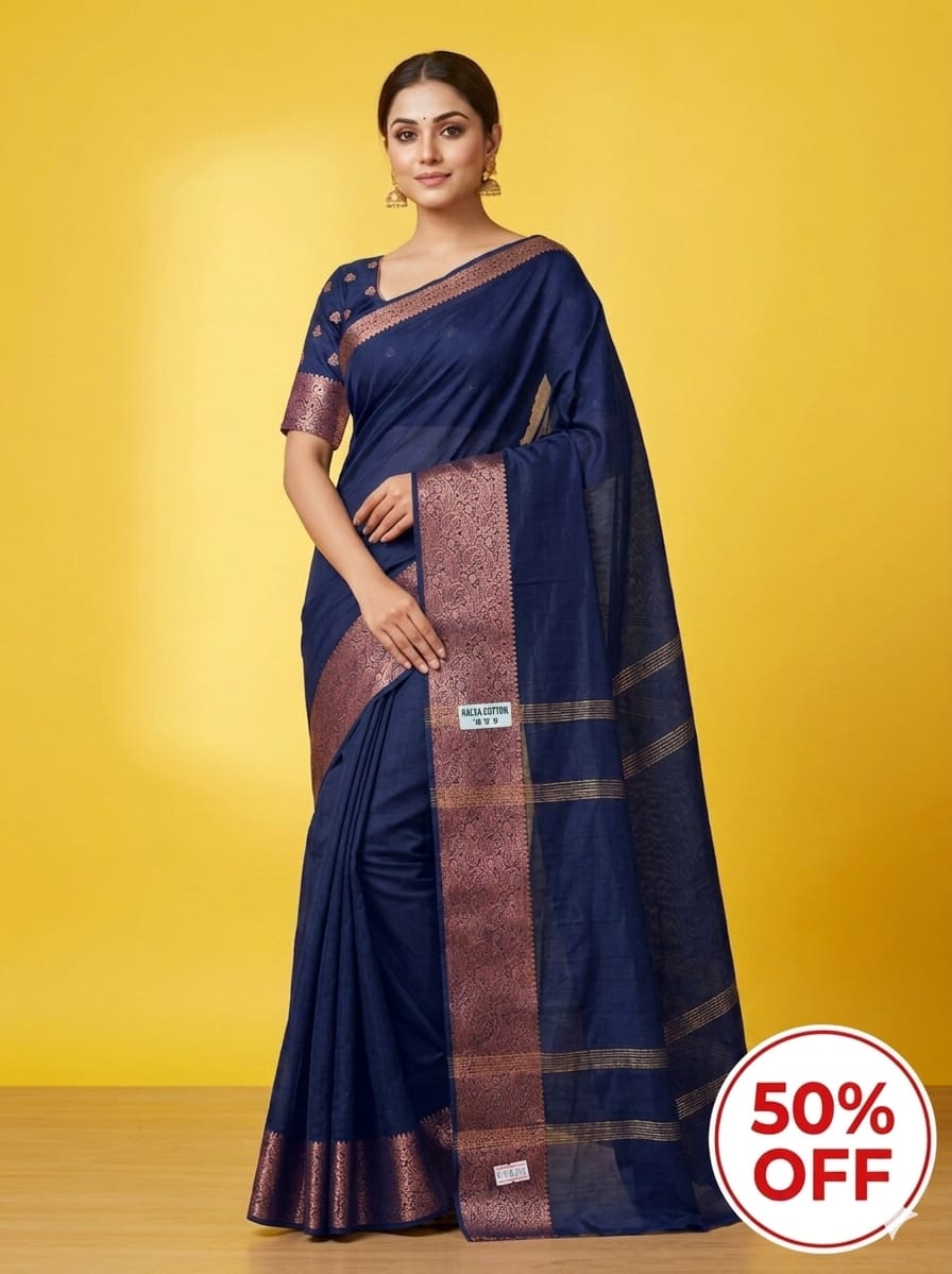 84. Handloom Blue fashioned Saree
