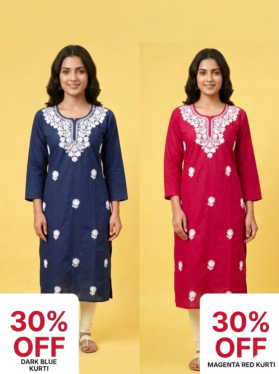 30. ChikanKari Kurti Combo -  Size XXL