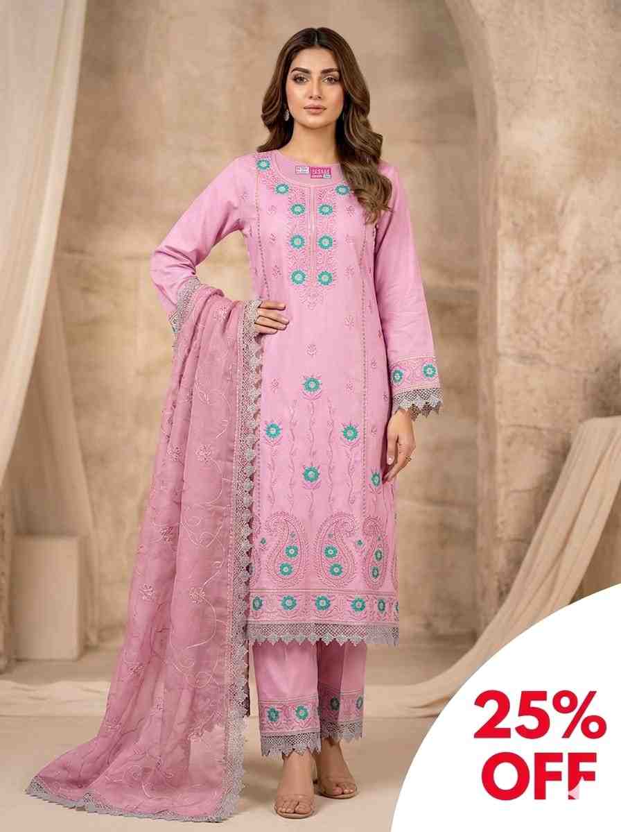 17. Light Pink Cotton 3 Pcs set - XXL