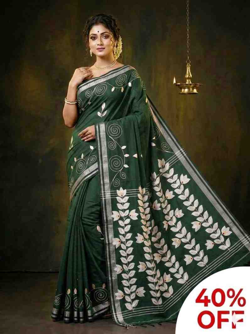 56.  Fashioned Hand Print Saree