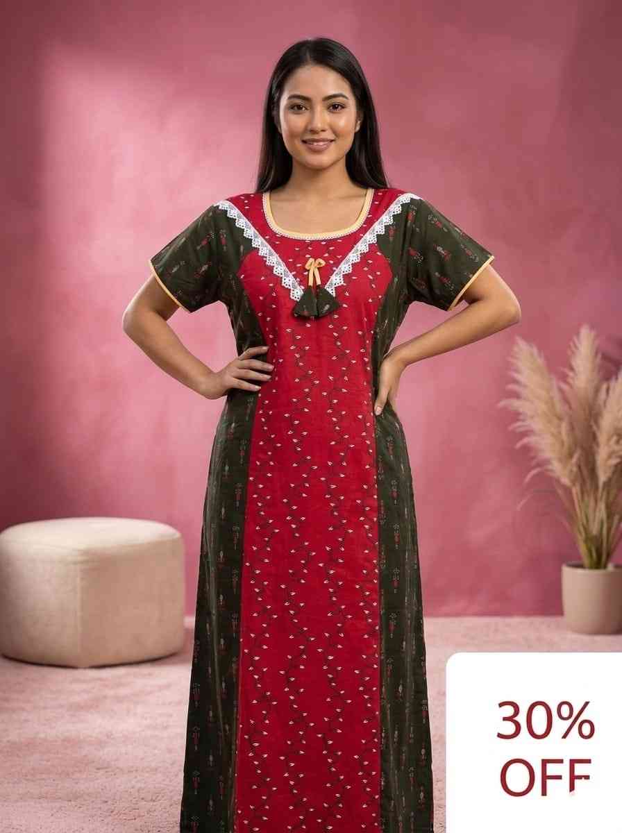 4. Branded neckwork nighty- Free Size
