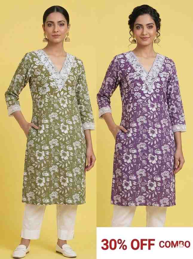 32.  Combo V Neck Kurti - Size XL